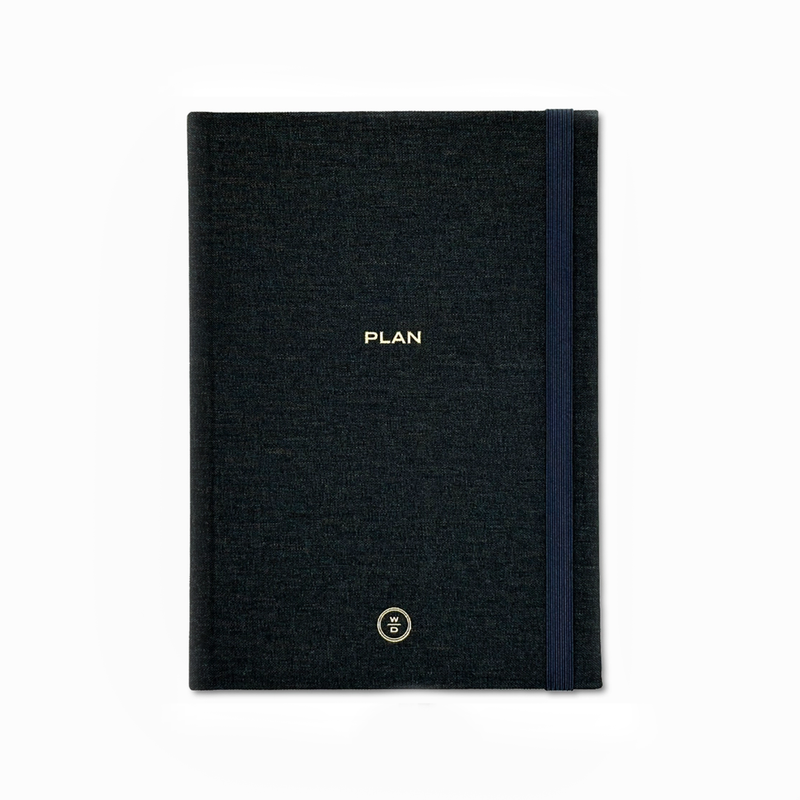 Black Linen Wrapped Book Bound Planner