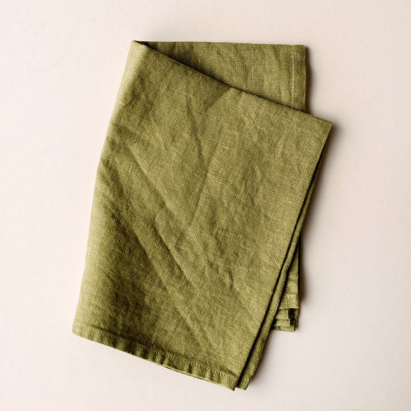 Moss Green Linen Tea Towel